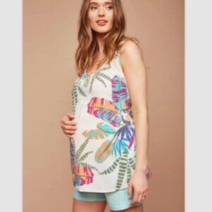 Motherhood Maternity Tropical Print Rayon Tank M